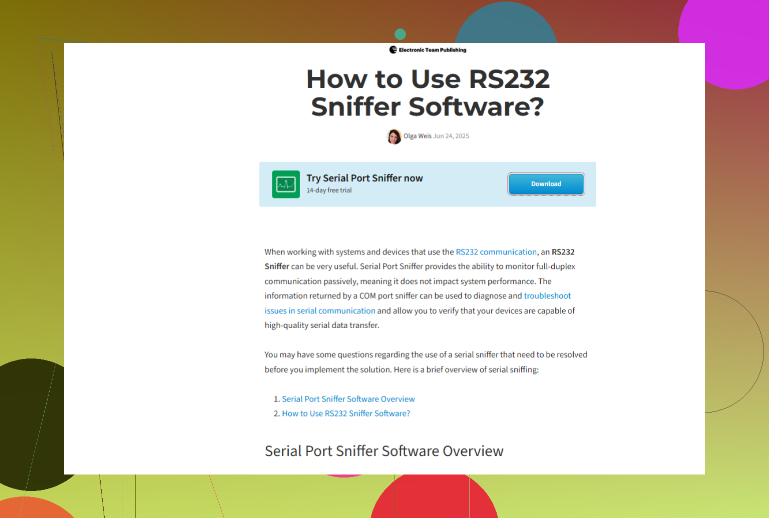 Which serial sniffer tool should I use for reliable debugging?